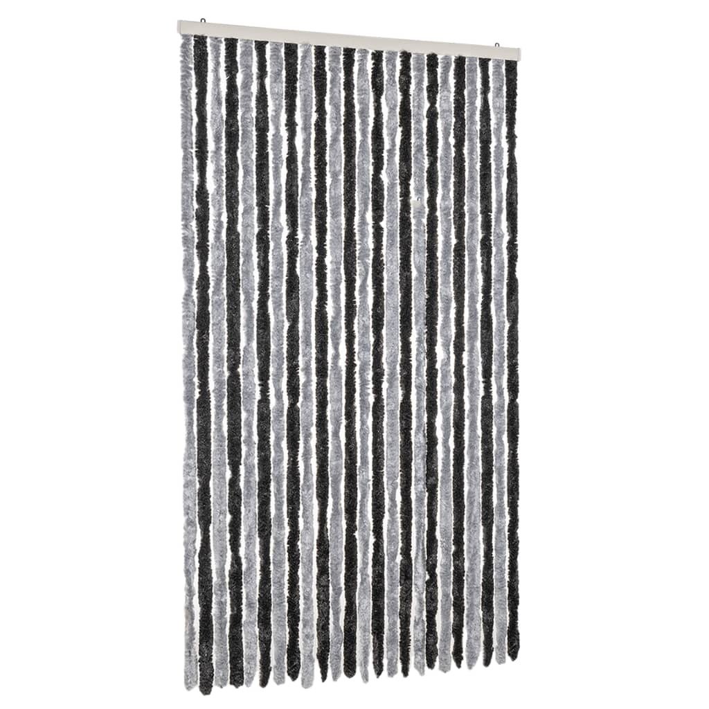 vidaXL Szenilowa zasłona muchowa szaro-czarna 100x220 cm