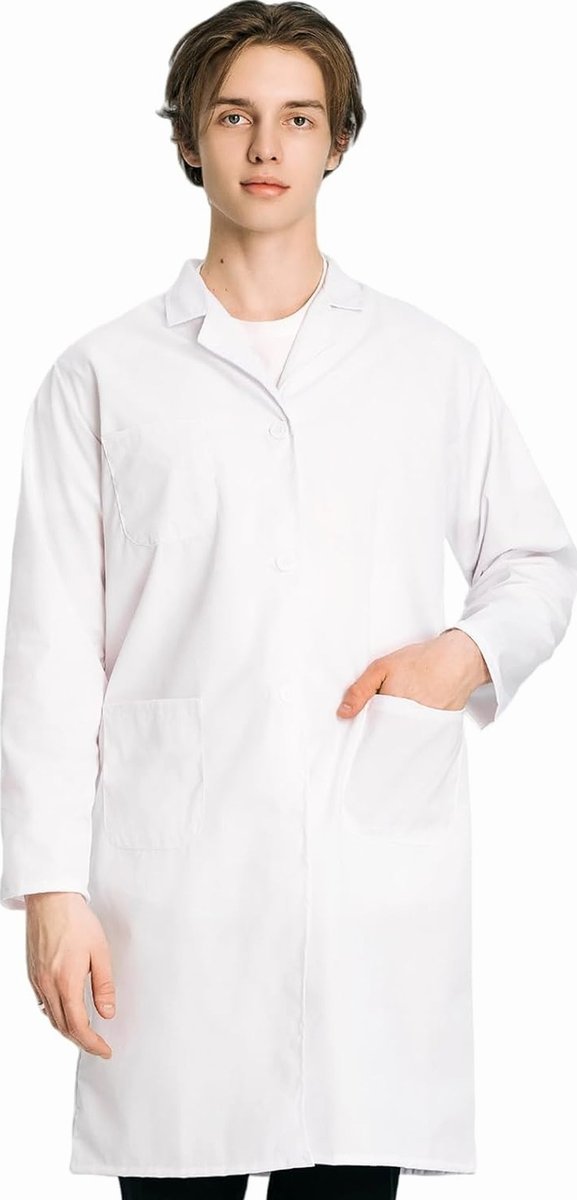 PŁASZCZ MEDYCZNY BAWEŁNA POLIESTER UNISEX ROBOCZY BIAŁY LEKKI ODDYCHAJĄCY