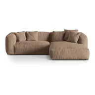 Narożniki - Jasnobrązowy aksamitny narożnik modułowy (prawostronny/z szezlongiem) Martina – Micadoni - miniaturka - grafika 1