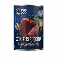 Mokra karma dla psów - John Dog Dzik z cielęciną i jagodami 400g John Dog dla szczeniąt - miniaturka - grafika 1