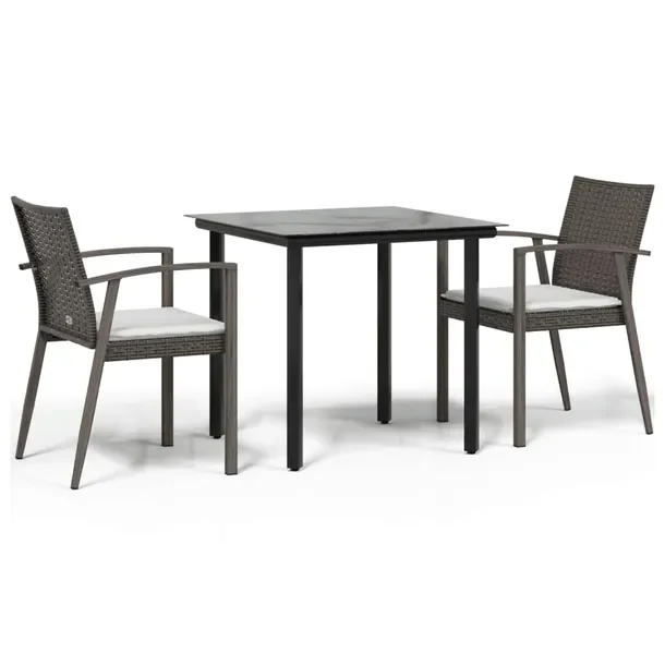 Zestaw Mebli Ogrodowych Rattan PE i Stal, Stół 80x80x74 cm, Krzesła 56,5