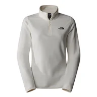 Bluzy sportowe damskie - Bluza The North Face 100 Glacier 1/4 Zip Fleece 0A855M4HP1 - biała - miniaturka - grafika 1