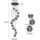 Lampy sufitowe - Steinhauer Lampa wisząca Bollique, możliwość ściemniania, aluminiowy / szary / cynkowy, salon / jadalnia, szkło - miniaturka - grafika 1