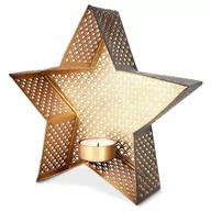 Świeczniki - Home Styling Collection Świecznik Na Świeczkę Tealight Aluminiowy Złoty Czarny Gwiazda 21X20 Cm - miniaturka - grafika 1