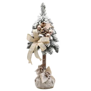 Choinka na kołeczku ośnieżona dekorowana 50 cm prosecco brokat - Choinki - miniaturka - grafika 1