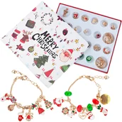 Ozdoby bożonarodzeniowe - KALENDARZ ADWENTOWY BRANSOLETKA BIŻUTERIA PREZENT ZŁOTY ZAWIESZKI DIY - miniaturka - grafika 1