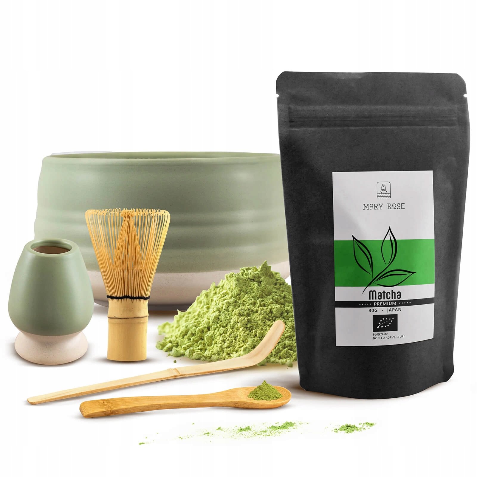 Zestaw Akcesoriów do parzenia herbaty Matcha Japońska Premium Bio 30g