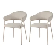 Krzesła - Krzesła Rebecca Mobili Dorstenia 82,5x57x56,5 Tkanina poliestrowa Stal Biały perłowy Nowoczesny ZESTAW 2 sztuki - miniaturka - grafika 1