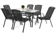 Meble ogrodowe - Meble ogrodowe metalowe Sevilla 145 cm Atlanta Grey / Black Melange 6+1 - miniaturka - grafika 1