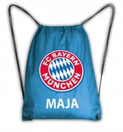 Plecaki worki - Niebieski Worek Plecak Szkolny Bayern Logo + IMIĘ - miniaturka - grafika 1