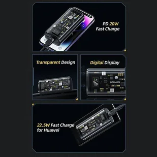 USAMS Powerbank 9000mAh PD 20W QC3.0+PD Dual-Port Fast Charge czarny/black 10KCD18901(US-CD189) - Powerbanki - miniaturka - grafika 19