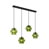 Lampy sufitowe - QAZQA Retro Lampa Wisząca Czarna z Zielonym Szkłem 4-punktowa - Denise - miniaturka - grafika 1