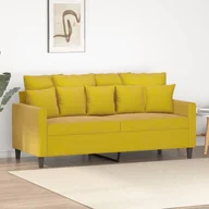 Sofy i kanapy - Sofa 2-osobowa, żółta, 140 cm, tapicerowana aksamitem - miniaturka - grafika 1