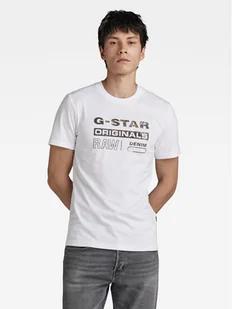 G-Star Raw T-Shirt Distressed D24420-336 Biały Slim Fit - Koszulki męskie - miniaturka - grafika 1
