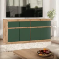 Komody - Komoda Nowoczesna Dąb Wotan Butelkowa Zieleń Szafka 4 Szuflady Do Sypialni - miniaturka - grafika 1