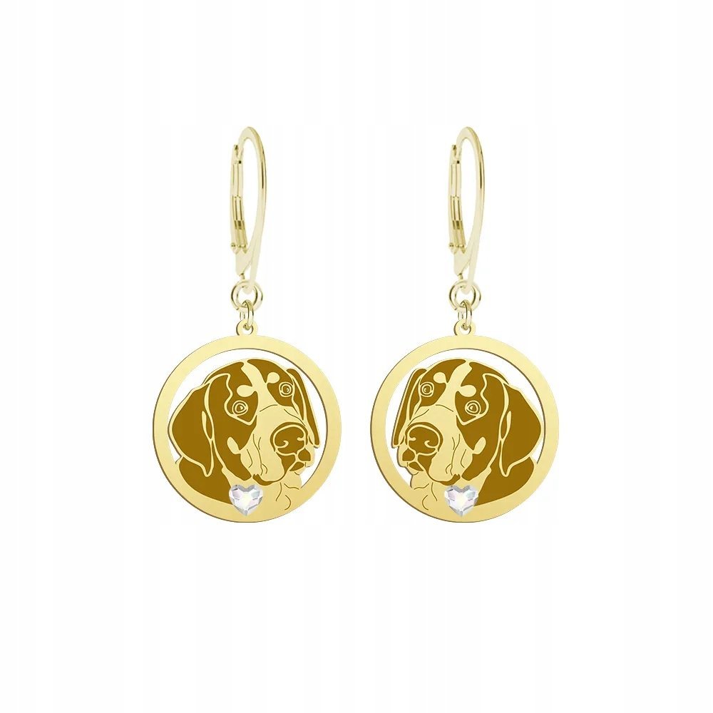 Kolczyki Złote 925 z psem Duży Szwajcarski Pies Pasterski Prezent GRAWER