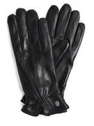 Rękawiczki - ROECKL - Skórzane rękawiczki damskie z dodatkiem kaszmiru, czarny - miniaturka - grafika 1