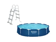 Baseny ogrodowe - Bestway Zestaw Basen Steel Pro, Ø 366 x 84 cm z drabinką do basenu Flowclear, 107 cm - miniaturka - grafika 1