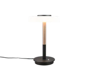 Lampy stojące - Trio CELESTE 554910165 lampa stołowa z białego szkła LED 10W DIM wykończenie czarne i kawowe - miniaturka - grafika 1