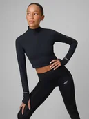 Koszulki sportowe damskie - 4F Longsleeve do biegania szybkoschnący damski - czarny XS - miniaturka - grafika 1