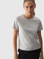 Koszulki sportowe damskie - Damski t-shirt z nadrukiem 4F 4FWAW24TTSHF1807 - szary - miniaturka - grafika 1