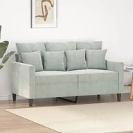 Sofy i kanapy - vidaXL Sofa 2-osobowa, jasnoszara, 120 cm, tapicerowana aksamitem - miniaturka - grafika 1