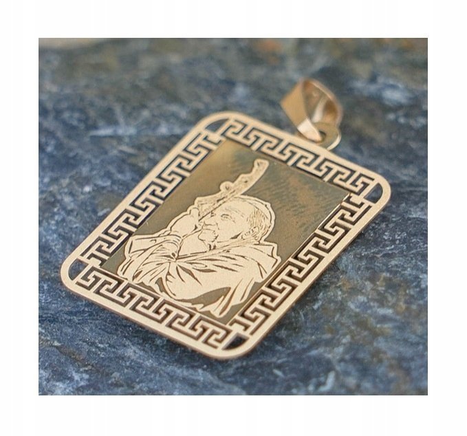 Złoty Medalik Papież Jan Paweł II pr. 585 Komunia Chrzest GRAWER