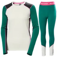 Pozostała odzież narciarska - Helly Hansen Lifa Merino Midweight Crew, komplet damski, zielony - miniaturka - grafika 1