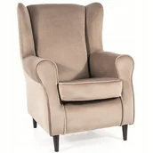 Taborety i hokery - Fotel Baron Velvet Wenge/Beż Salon Biuro - miniaturka - grafika 1