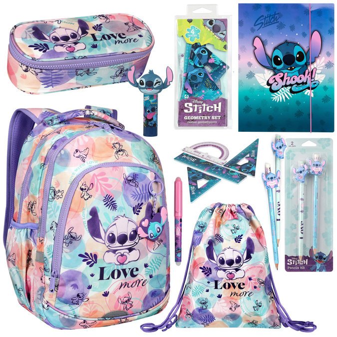 Zestaw wyprawka szkolna XL 12el plecak piórnik worek pióro Stitch COOLPACK