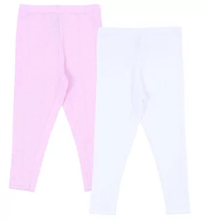 Spodnie i spodenki dla dziewczynek - 2x Ażurowe getry/legginsy różowe i białe - grafika 1