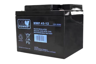 MW Power Akumulator AGM MWP 45-12 12V 45Ah MWP 45-12 - Akumulatory ogólnego zastosowania - miniaturka - grafika 1