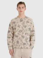 Bluzy męskie - 4F Bluza dresowa nierozpinana bez kaptura męska - beżowa L - miniaturka - grafika 1