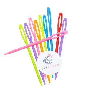 Plastikowe igły kolorowe dziewiarskie do haftu włóczki 7cm 10sztuk - Pasmanteria - miniaturka - grafika 1