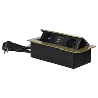 Gniazdka elektryczne - Gniazdo wpuszczane w blat 2x250V, 2xUSB OR-AE-13126/BR - miniaturka - grafika 1