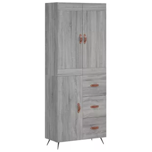 Witrynka szary dąb sonoma 69,5x34x180cm materiał drewnopochodny Lumarko! - Witryny - miniaturka - grafika 3