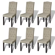 Krzesła - vidaXL Krzesła jadalniane, z lnianą tapicerką, beż, sześć w zestawie - miniaturka - grafika 1