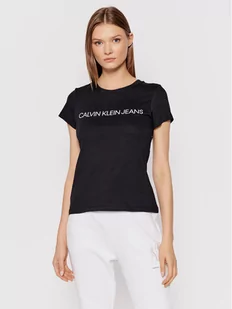 Calvin Klein Jeans T-Shirt Institutional J20J207879 Czarny Regular Fit - Koszulki i topy damskie - miniaturka - grafika 1