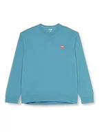 Bluzy męskie - Wrangler Męska bluza Sign Off Crew, Storm Blue, M - miniaturka - grafika 1