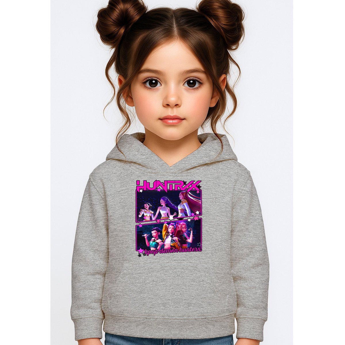 BLUZA DZIECIĘCA KPOP DEMON HUNTERS HUNTRIX 110-116 Z KAPTUREM BAWEŁNIANA