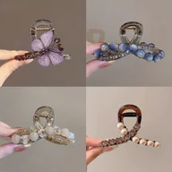 Ozdoby do włosów - TEMU 4 szt. Retro Stylowe Spinki do Włosów z Haftowanymi Motylami, Średnie Klipsy do Półzwiązanych Włosów na Czele, Akcesoria Damskie - miniaturka - grafika 1