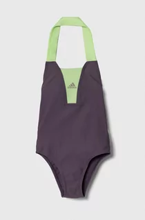 Stroje kąpielowe dla dziewczynek - adidas Performance jednoczęściowy strój kąpielowy dziecięcy kolor fioletowy - grafika 1