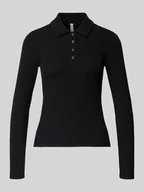 Bluzki damskie - Bluzka z długim rękawem o kroju slim fit z mieszanki bawełny model ‘KITTE’ - miniaturka - grafika 1