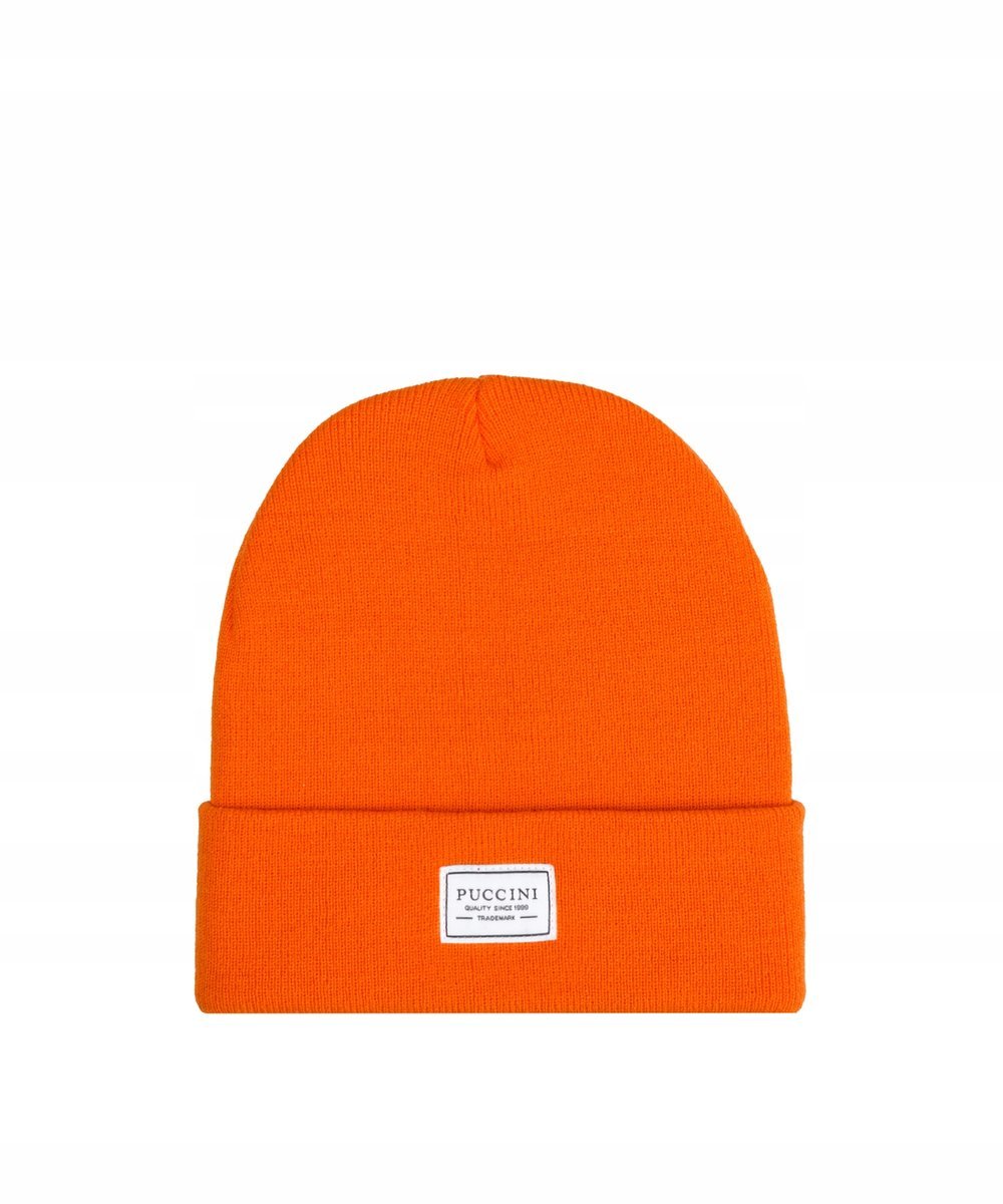Czapka Zimowa Damska Męska Beanie PUCCINI Pomarańczowa CZ2312 9