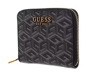 Guess Laurel SLG Small Zip Around, Torba damska, Charcoal Logo, Unikalna, Charcoal Logo - Torebki damskie - miniaturka - grafika 1
