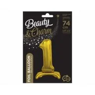 Balony i akcesoria - Godan Balon foliowy stojący cyfra 1 złota - 74 cm BC-ASZ1 - miniaturka - grafika 1