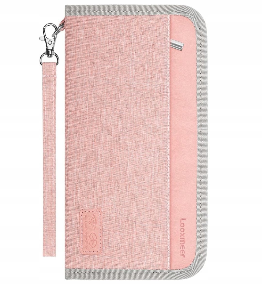 Portfel Podróżny Etui na Paszport Bilety Karty Gotówkę Blokada RFID Różowy