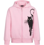 Bluzy dla dziewczynek - Rozpinana bluza z kapturem dla dziewczynki, z kotem, różowa 3-8 lat - miniaturka - grafika 1