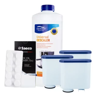 Zestaw do Ekspresu Philips Saeco, Filtr AL-Clean 3 szt, Tabletki Czyszczące CA6704, Odkamieniacz Uniwersalny Aqualogis 1L - Akcesoria i części do ekspresów do kawy - miniaturka - grafika 1