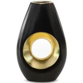 Wazony i flakony - Wazon Dekoracyjny Ceramiczny Mira 19X8X30 Czarny + Złoty - miniaturka - grafika 1